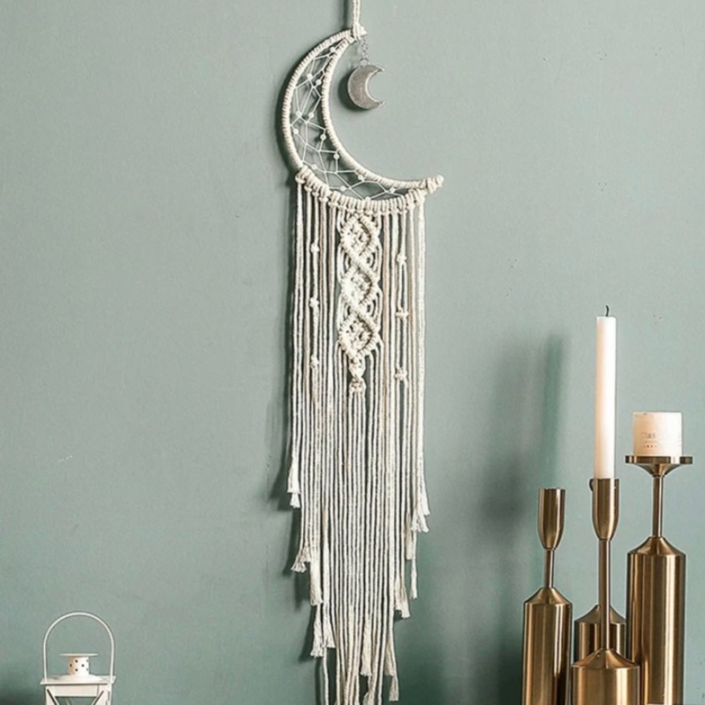 Handmade Boho Macrame Hanging Wall Decor Moon